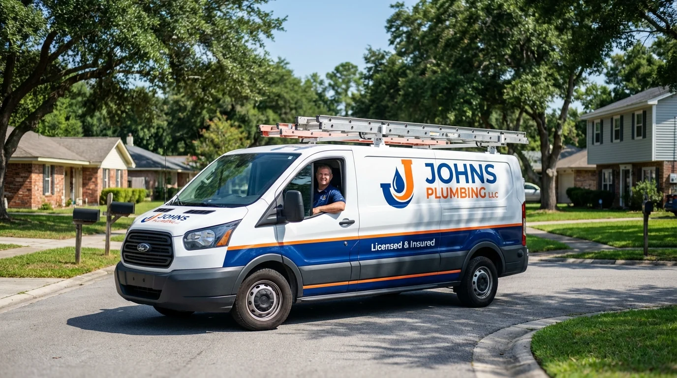 Johns Plumbing LLC service van in Titusville, FL