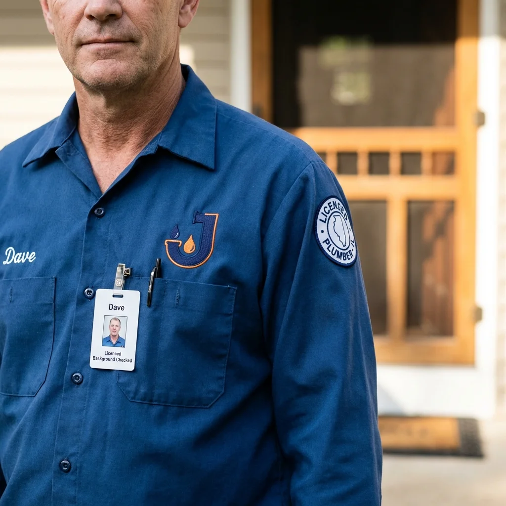 Licensed plumber showing ID badge in Titusville, FL