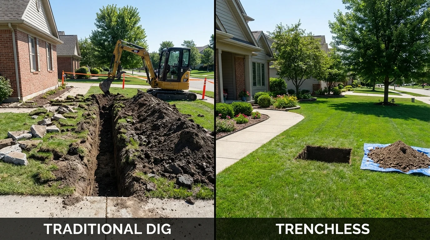 Trenchless sewer repair with minimal yard damage versus traditional excavation in Titusville, FL